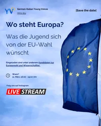 Flyer zur Einladung vom Livestream zur Diskussion