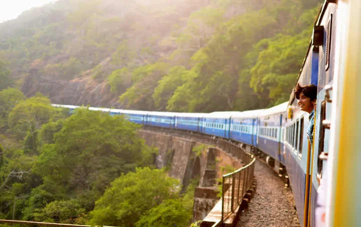 Train on bridge